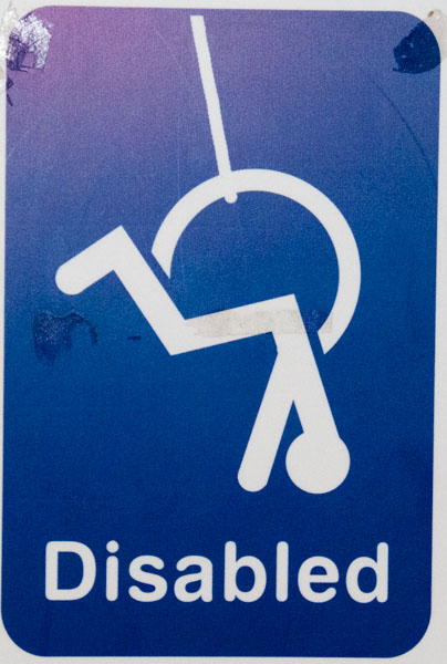 Bathroom door at Kawarau Bridge, the first commercial bungee jump in Queenstown, New Zealand.